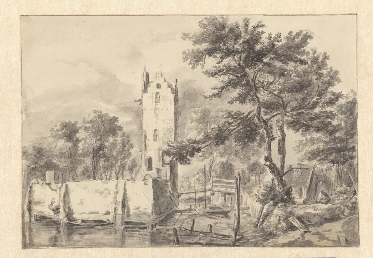 View of Kostverloren Manor on the Amstel by Jan van Kessel, drawing, 1658-1680