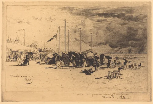 Un Grain à Trouville (Squall at Trouville) by Félix-Hilaire Buhot, print, 1874-1875