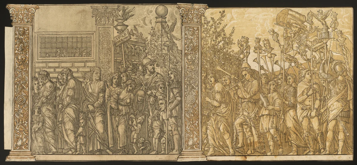 The Triumph of Julius Caesar [no.7 and 8 plus 2 columns] by Andrea Andreani
Andrea Mantegna, print, 1599