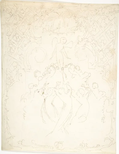Design with Dancing Figures by William Pitts, drawing, 1805-1840