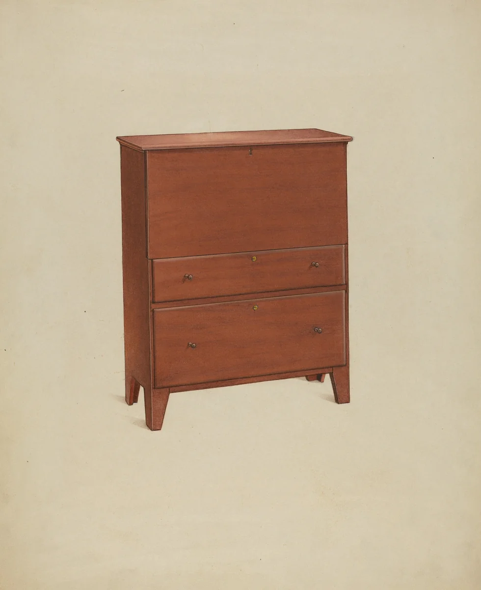 Shaker Chest of Drawers by Winslow Rich, index of american design, 1937