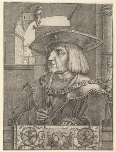 Emperor Maximillian I by Lucas van Leyden, print, 1520