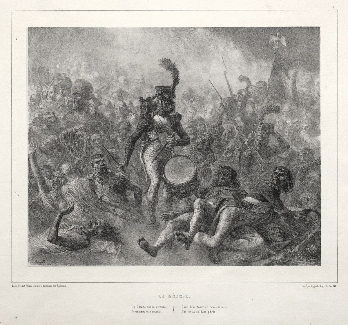 L'Album de 1832: Reveil by Auguste Raffet, print, 1832