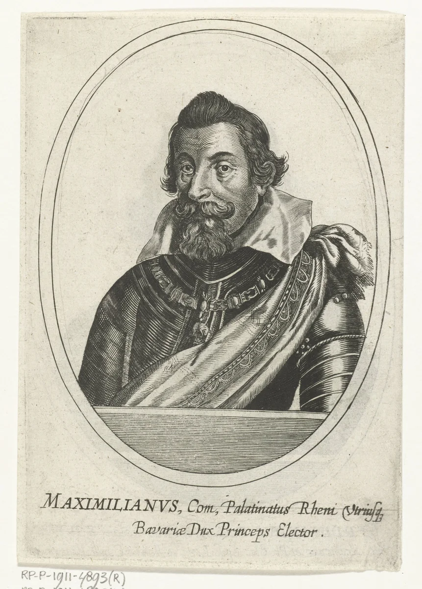 Portret van Maximiliaan I van Beieren by Cornelis Danckerts, print, 1613-1656