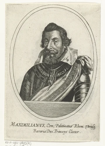 Portret van Maximiliaan I van Beieren by Cornelis Danckerts, print, 1613-1656