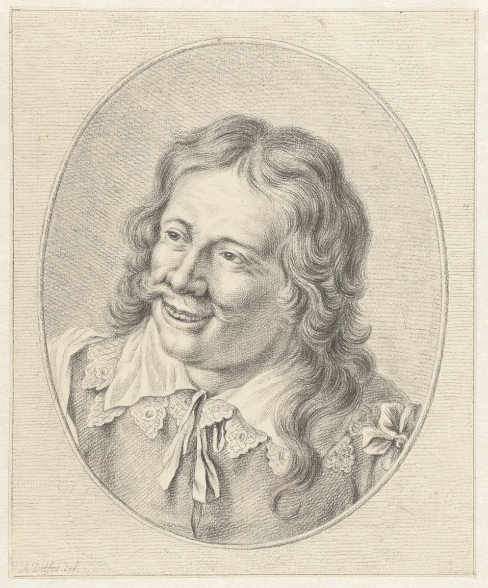 Mansbuste by Abraham Delfos, drawing, 1741-1820