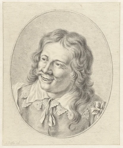 Mansbuste by Abraham Delfos, drawing, 1741-1820