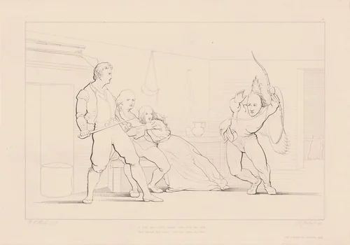 A Form Has Rushed amidst Them from the Dark by Ferdinand Joubert, print, 1846