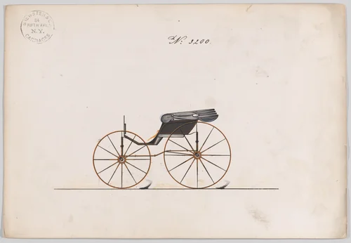 Design for Pony Phaeton, no. 3200 by Brewster & Co., drawing, 1876
