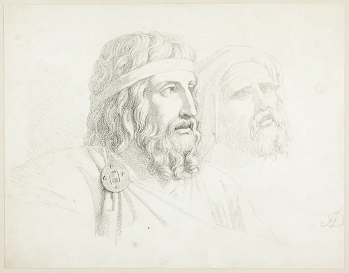 Two Merovingian Heads by Auguste Gaspard Louis Boucher Desnoyers, print, 1817