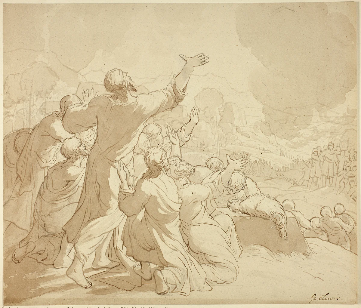 Samuel's Offering: Lesson 10 by George Robert Lewis, drawing, 1810-1820