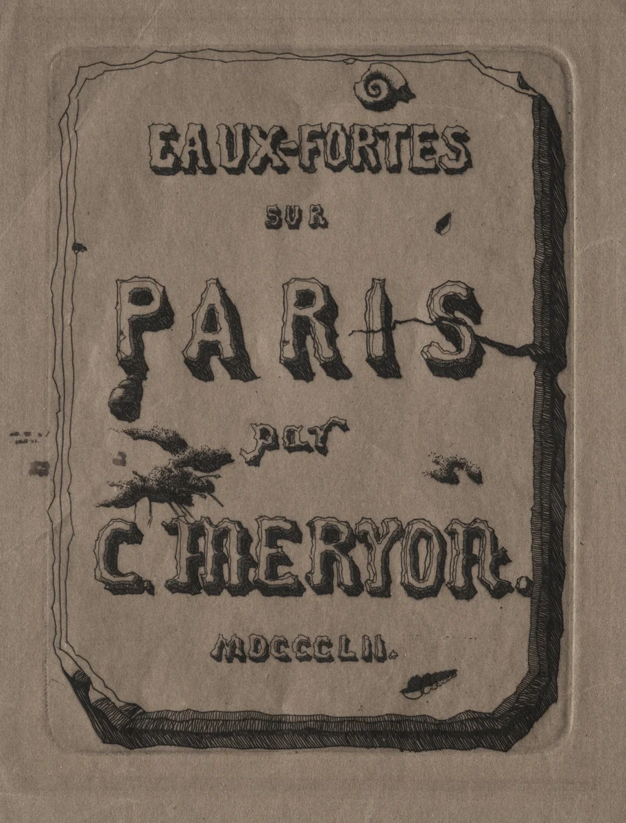 Etchings of Paris: Title Page by Charles Meryon, print, 1852