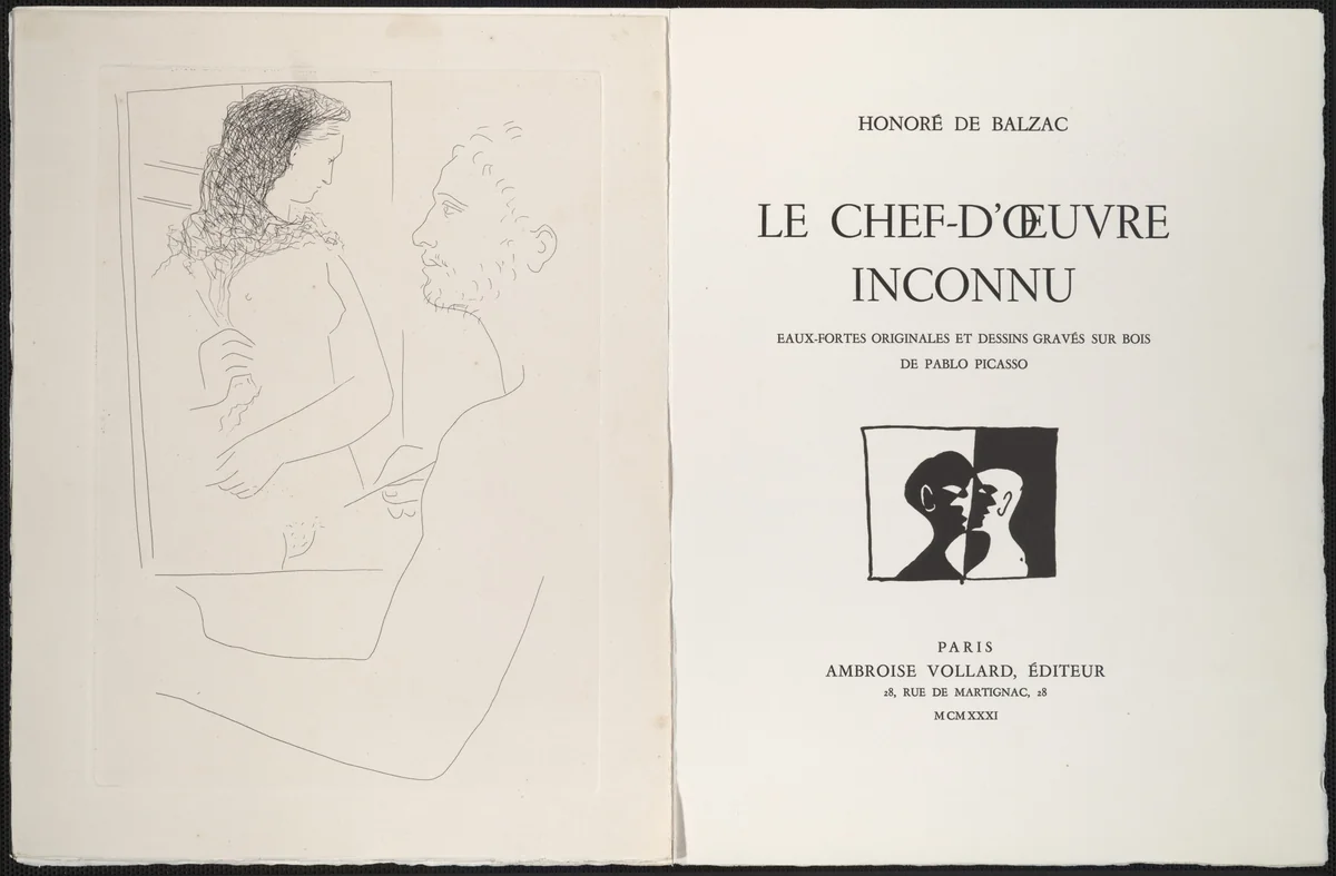 Painter Before His Painting from Le Chef-d'œuvre inconnu by Pablo Picasso, illustrated book, 1927