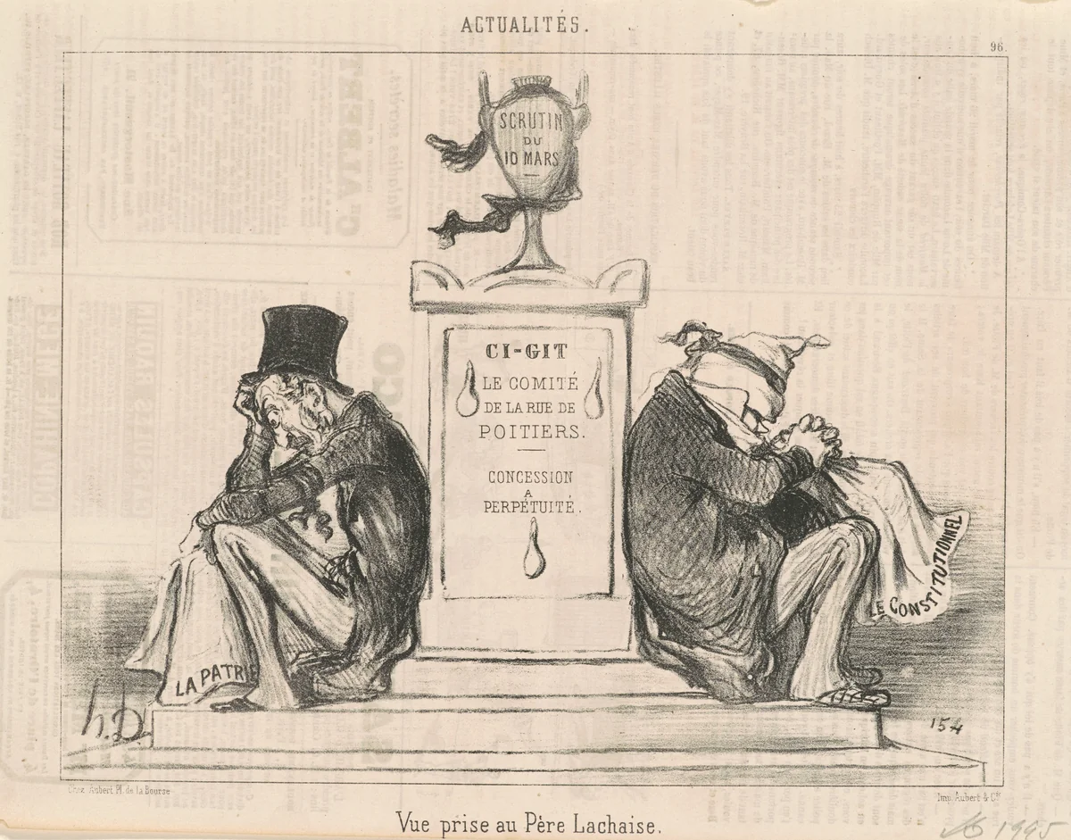 Vue prise au Père Lachaise by Honoré Daumier, print, 1850