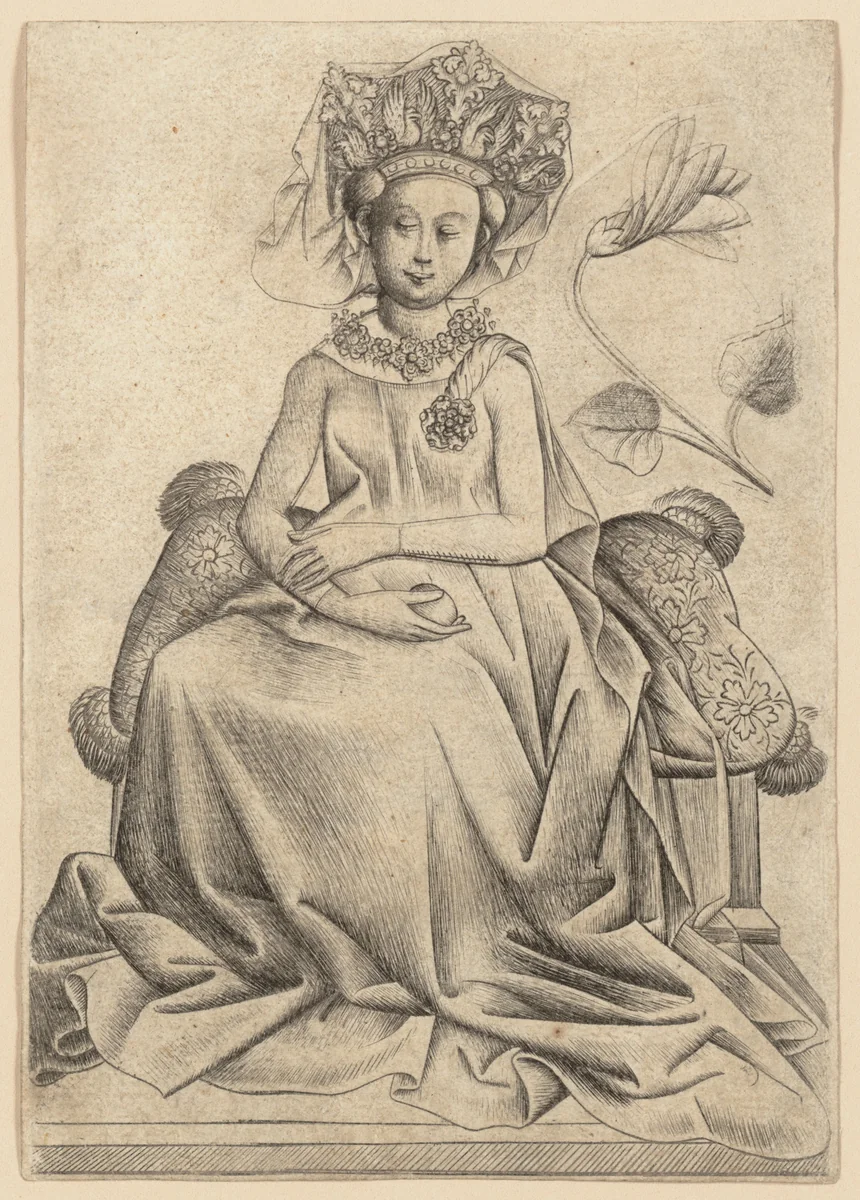 The Queen of Flowers by Master of the Playing Cards, print, 1430-1445