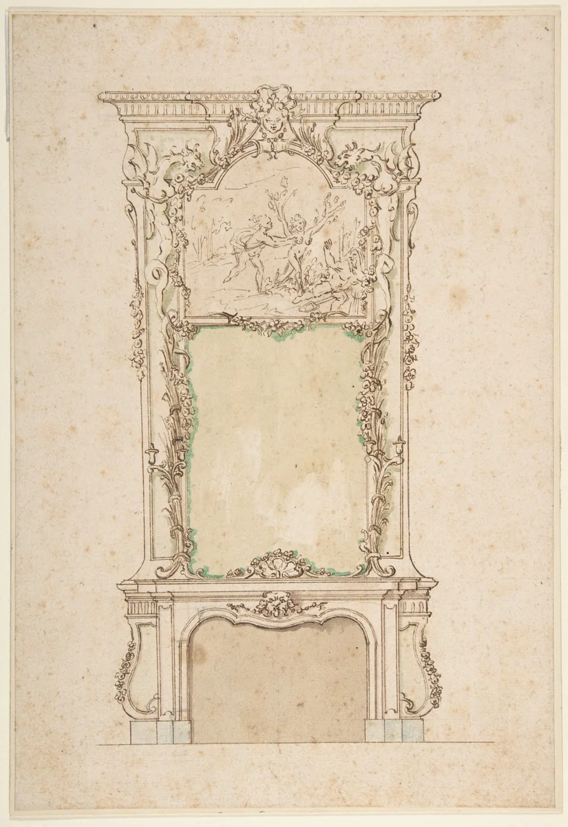 Design for Chimney Piece by anonymous, drawing, 1700-1800