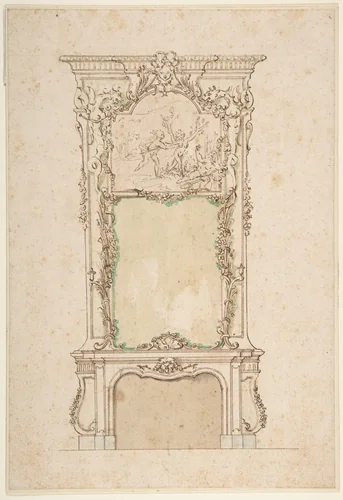 Design for Chimney Piece by anonymous, drawing, 1700-1800