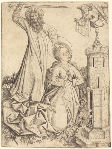 The Martyrdom of Saint Barbara by Master E. S., print, 1450