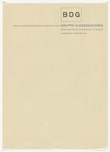 BDG Gruppe Niedersachsen letterhead by Georg Trump, design, 1925