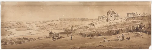 A Selection of Twenty of the Most Picturesque Views in Paris: View from Palace Terrace at St. Germain-en-Laye, the Aqueduct of Marli seen in the Distance by Thomas Girtin, print, 1802