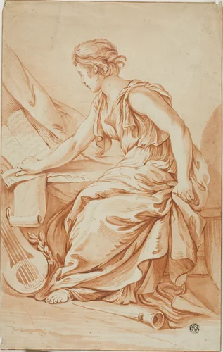 Eulerpe or Clio by Jean-Baptiste Greuze, drawing, 1745-1805