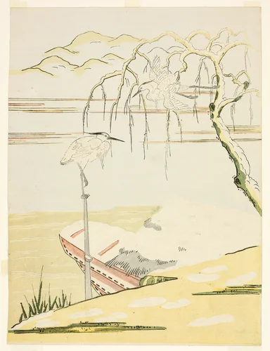 Egrets in the Snow by Suzuki Harunobu (鈴木春信), print, 1763-1770