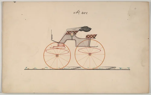 Design for Road Wagon with Folding Top ("4 seat Wagon"), no. 401 by Brewster & Co., drawing, 1850-1874