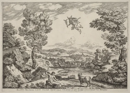 Balthus Turned to Stone by Crescenzio Onofri, print, 1696