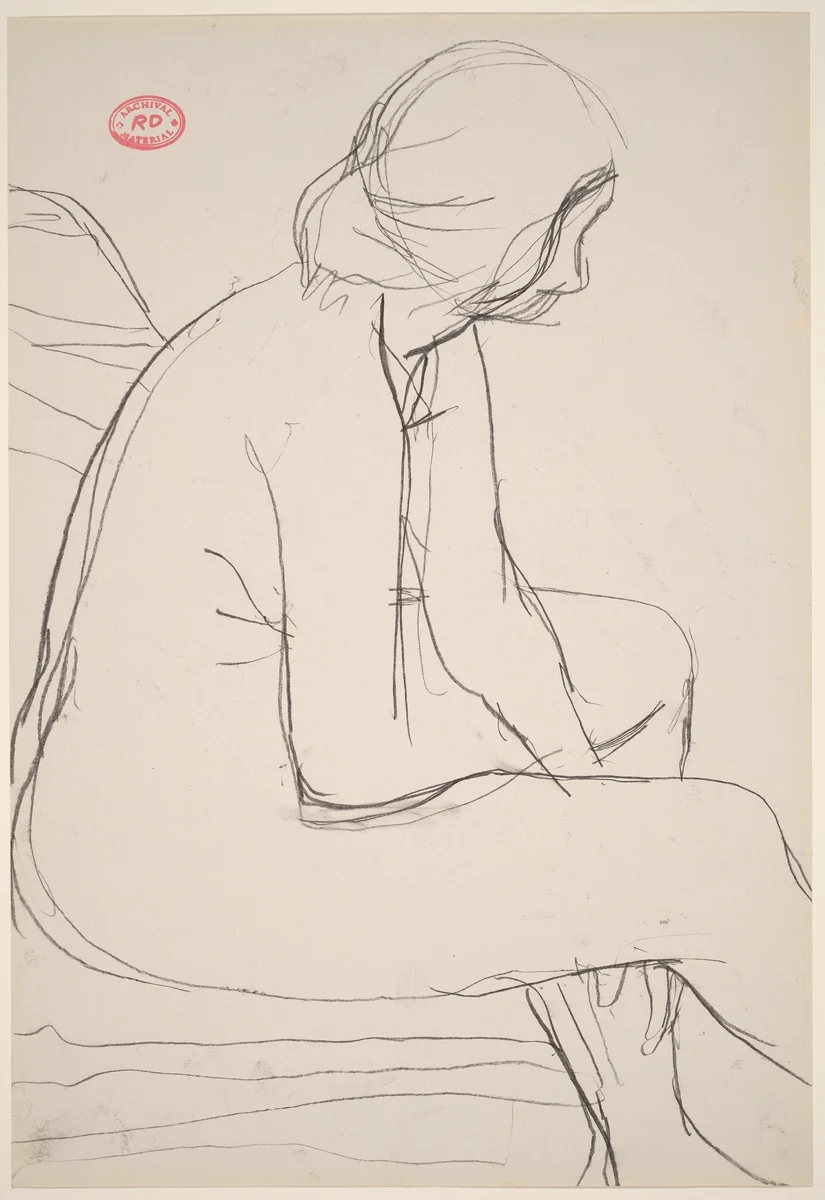 Untitled [seated female nude: side view] by Richard Diebenkorn, drawing, 1955-1967