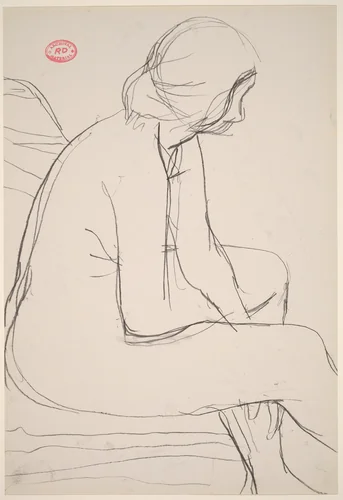 Untitled [seated female nude: side view] by Richard Diebenkorn, drawing, 1955-1967