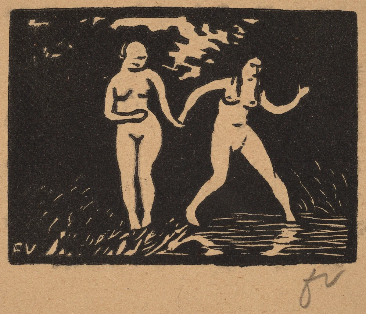 Entering the Water (L'entrée dans l'eau) by Félix Vallotton, print, 1893
