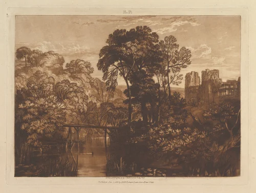 Berry Pomeroy Castle, part XII, plate 58 from "Liber Studiorum" by Joseph Turner, print, 1816
