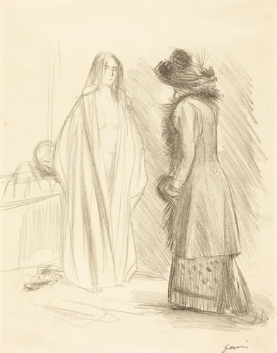 Dans la salle de bains (In the Bathroom) by Jean-Louis Forain, print, 1890-1900