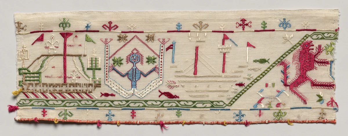 Fragment from an Embroidered Border by Unknown, textile, 1500-1599