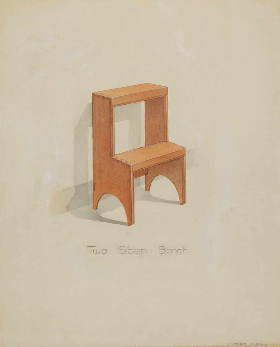 Shaker Two-step Bench by Lawrence Foster, index of american design, 1936