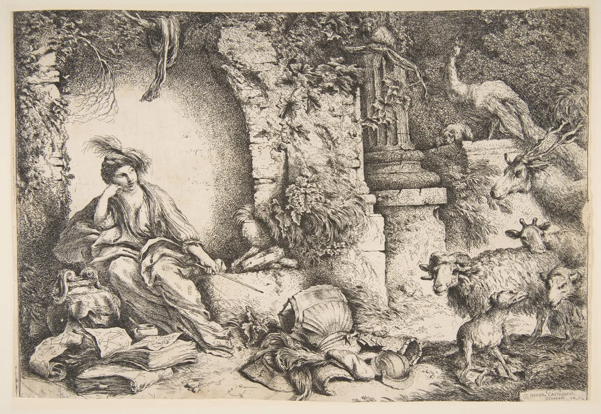Circe changing the companions of Ulysses into beasts by Giovanni Benedetto Castiglione, print, 1650-1651