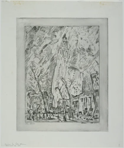 Woolworth Building (The Dance) by John Marin, print, 1913