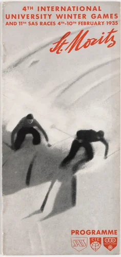 4th International University Winter Games and 11th SAS Races, 4th-10th February 1935, St. Moritz, Programme by Hugo Herdeg, design, 1935