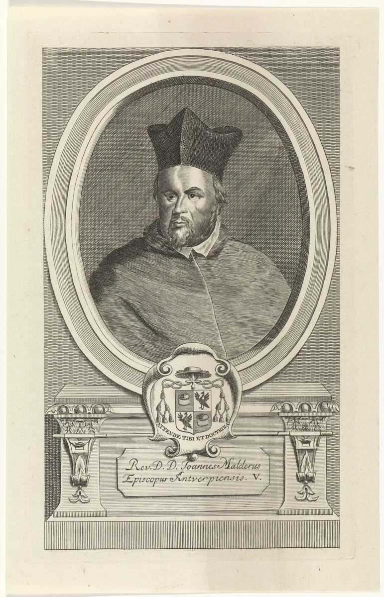 Portret van Johannes Malderus by Jan Baptist Jongelinx, print, 1710-1725