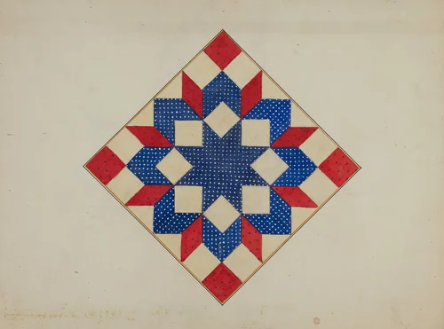 Quilt - "Double Star" by Edith Towner, index of american design, 1940