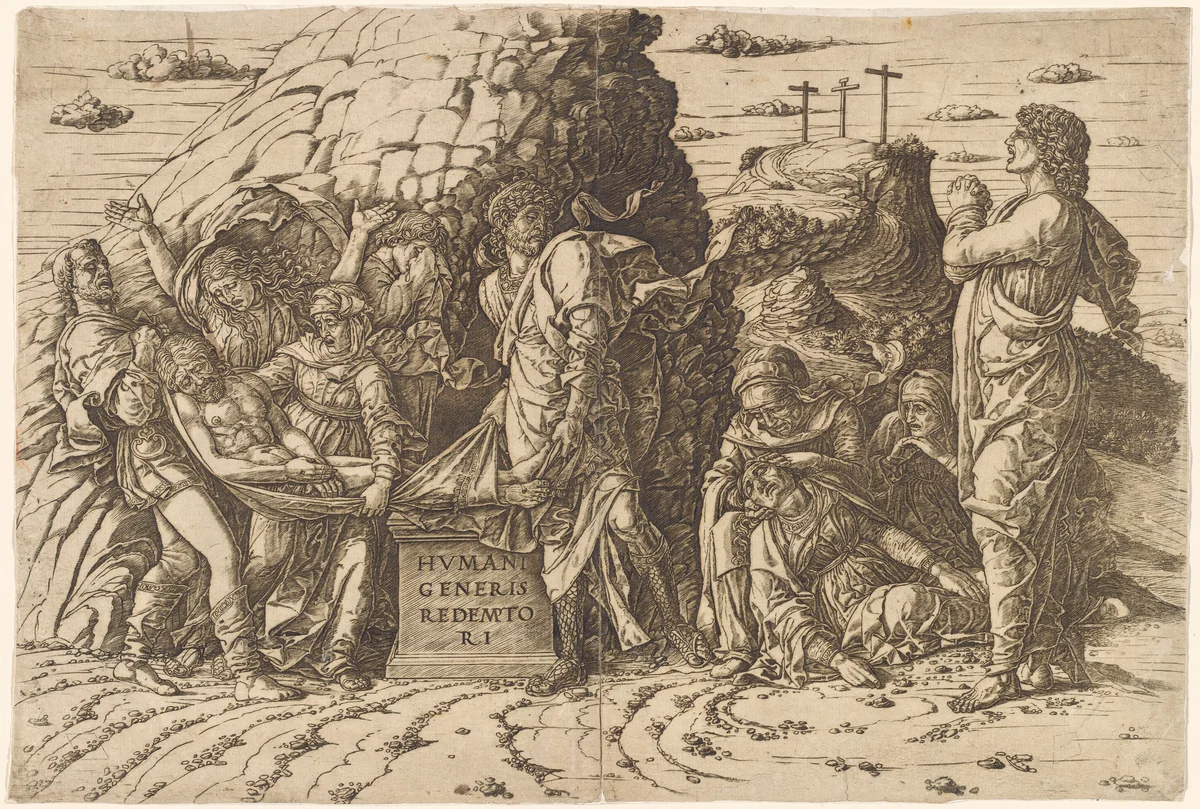 The Entombment by Andrea Mantegna, print, 1470-1480