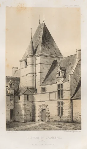 Architecture Pittoresque ou Monuments des XVeme. Et XVIeme. Siecles: Chateaux de France des XV et XVI Siecles: Pl. 93, Château de Cramesnil (Calvados) by Victor Petit, print, 1860