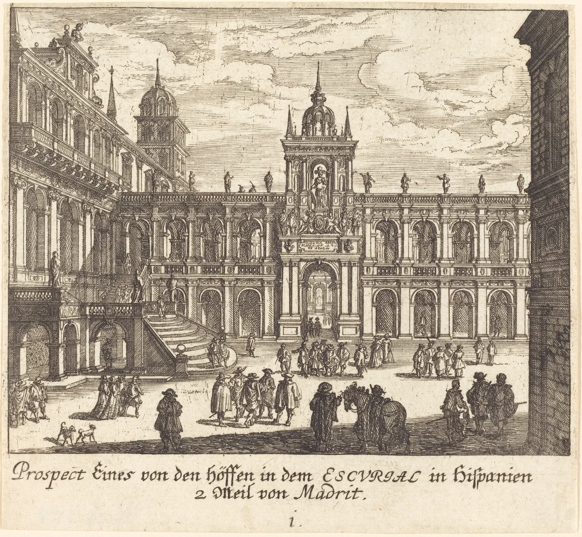 Escorial, Spain by Melchior Küsel; Johann Wilhelm Baur, print, 1681