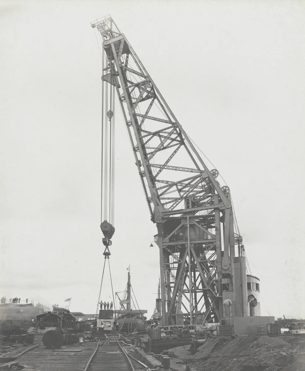Floating crane "Ajax" test. Raising 250 ton test load by Unidentified Photographer, photograph, 1915