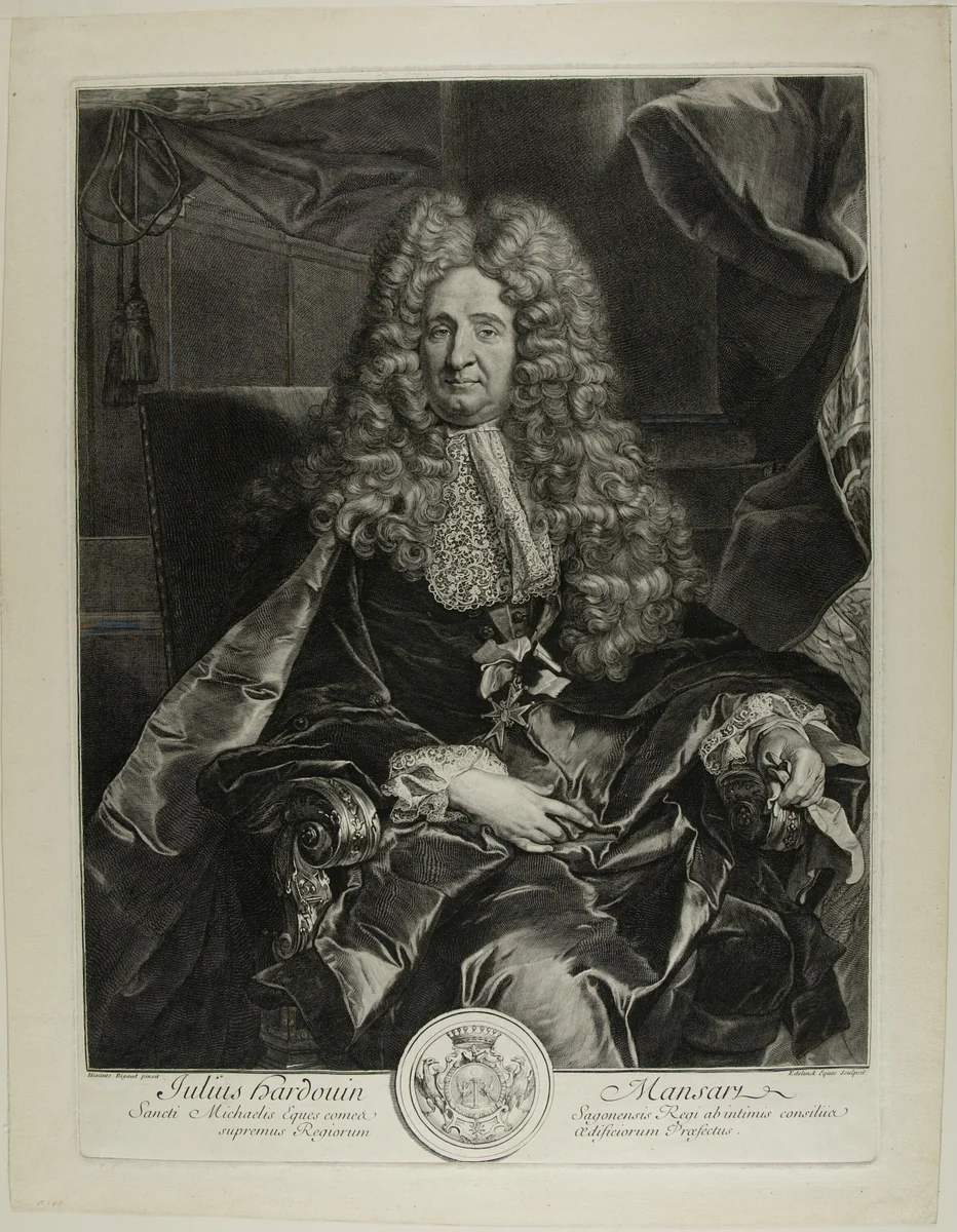 Jules Hardouin Mansart by Gérard Edelinck, print, 1704