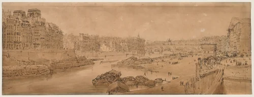 A Selection of Twenty of the Most Picturesque Views in Paris: View of the City with the Louvre taken from the Pont Marie by Thomas Girtin, print, 1802