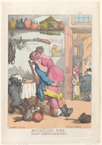 Bachelor's Fare, Bread, Cheese, and Kisses by Thomas Rowlandson, print, 1813