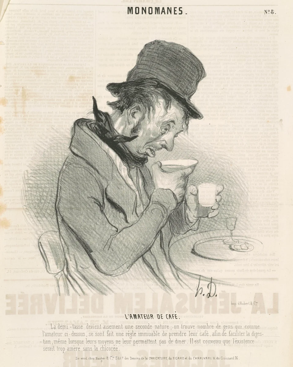 L'amateur de café by Honoré Daumier, print, 1841