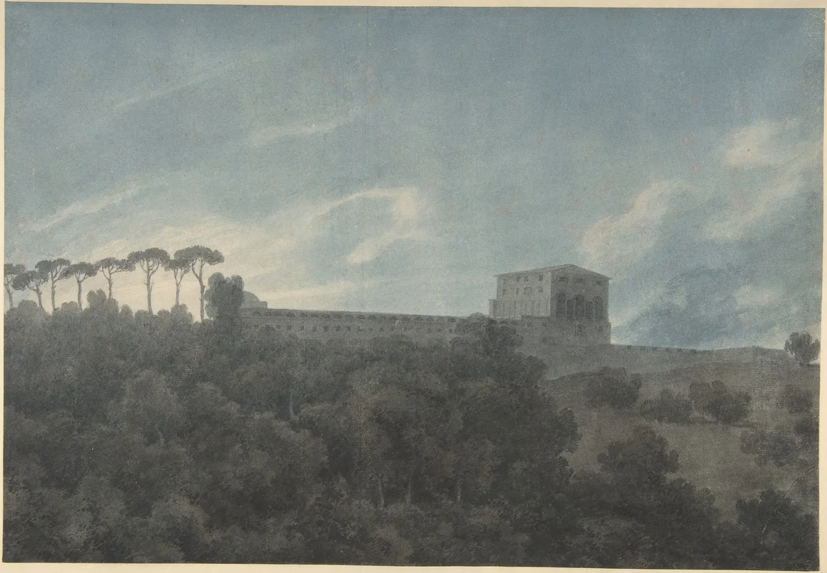 View of the Villa Lante on the Janiculum in Rome by John Robert Cozens, drawing, 1782-1783