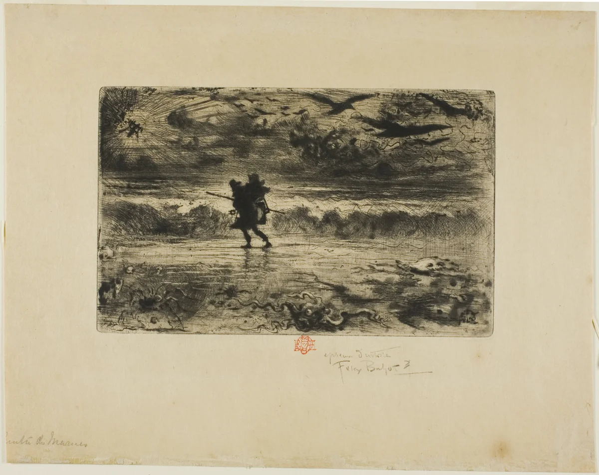 The Painter of Seascapes by Félix Hilaire Buhot, print, 1867-1898